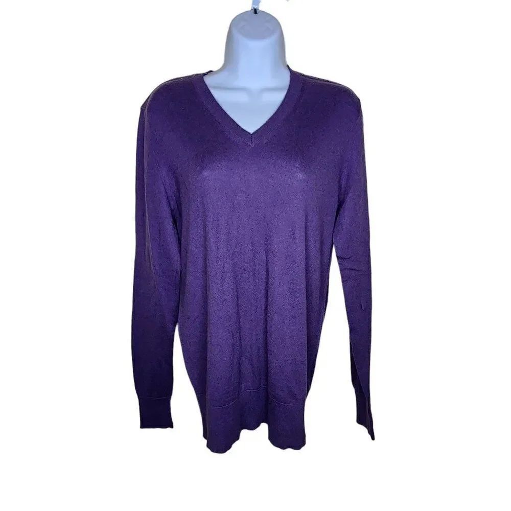 Burberry Brit Long Sleeve VNeck Cashmere Sweater Mens Size M Purple